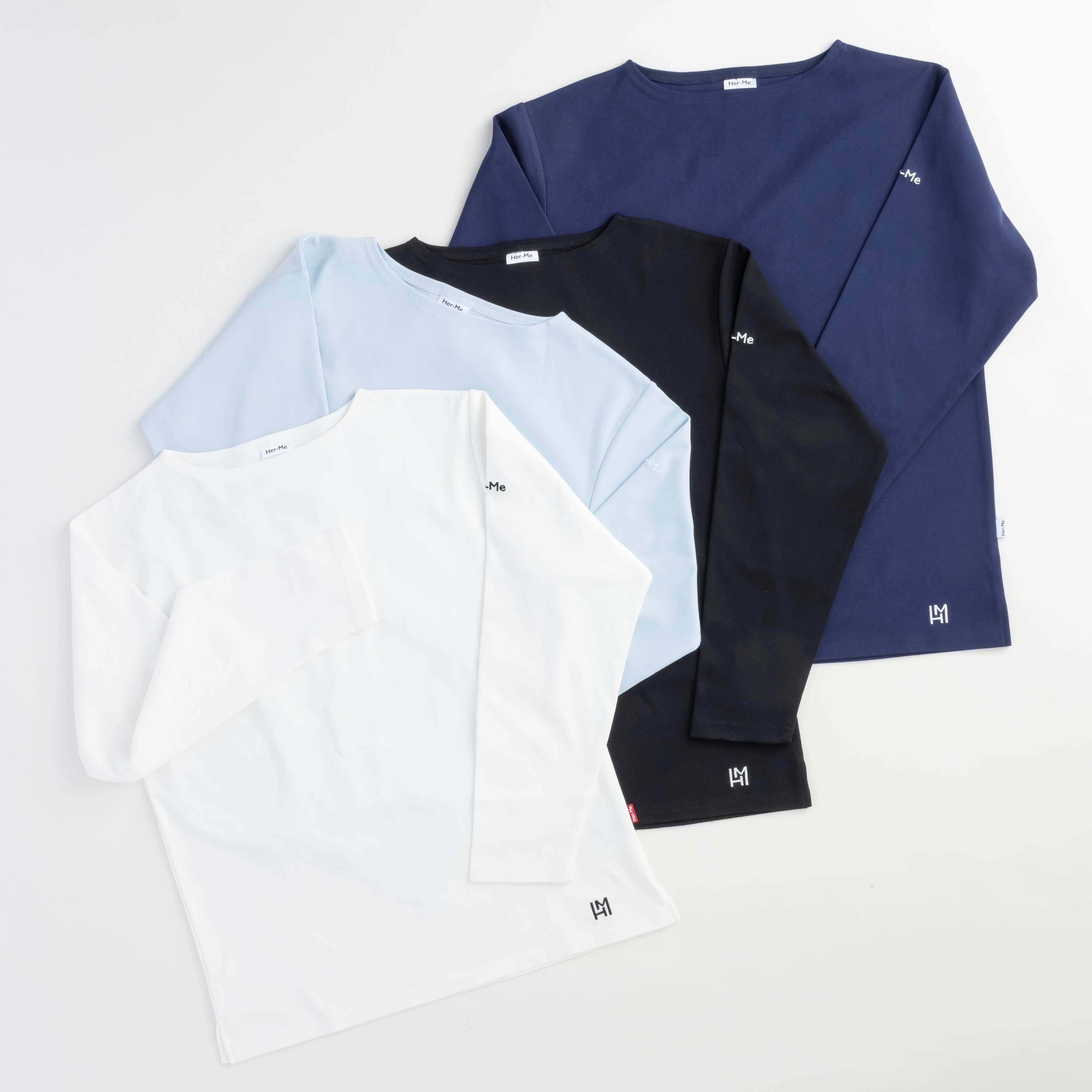 ボートネック ロングTシャツ